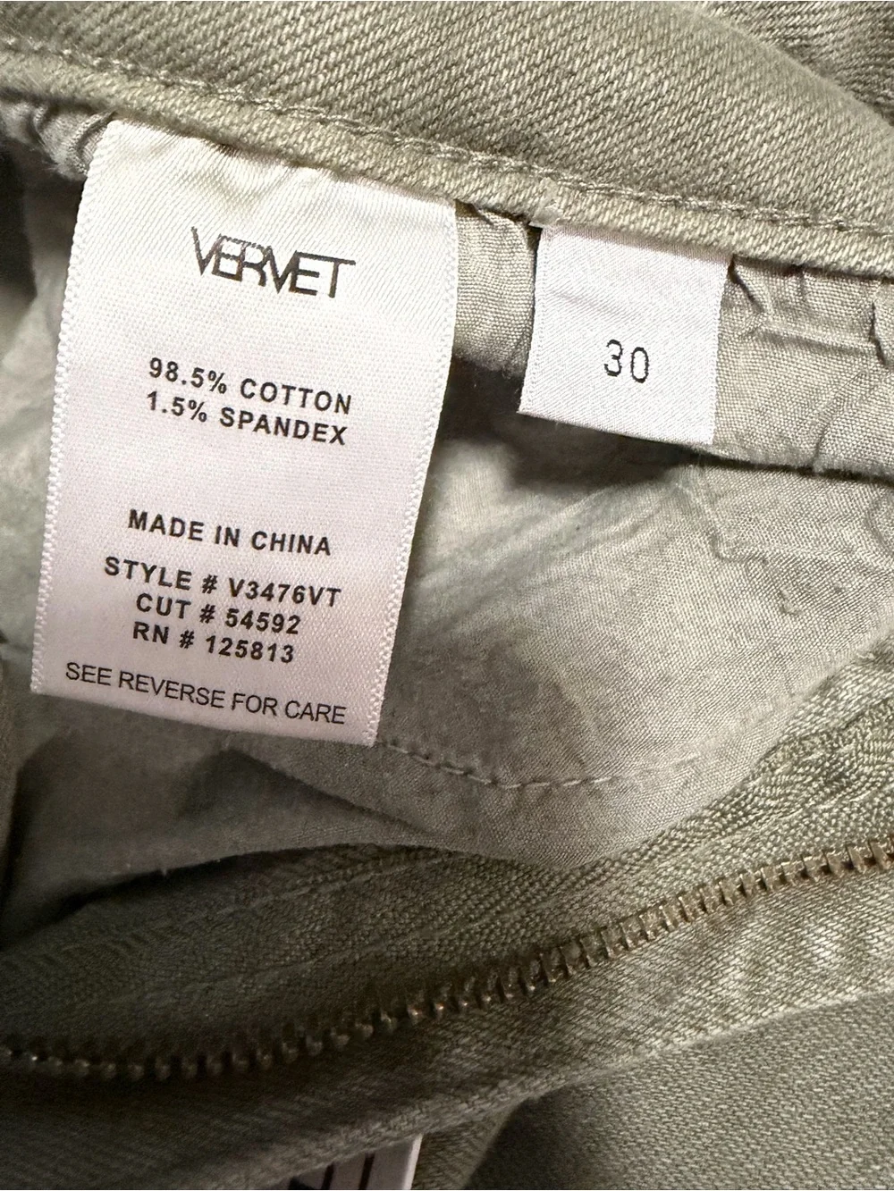 VERVET High-Rise Wide Leg Cargo Jeans in Olive Green - Picture 4 of 11